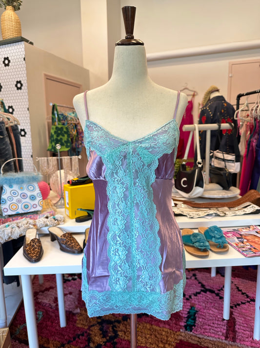Y2K Purple Satin Lace Cami (M)
