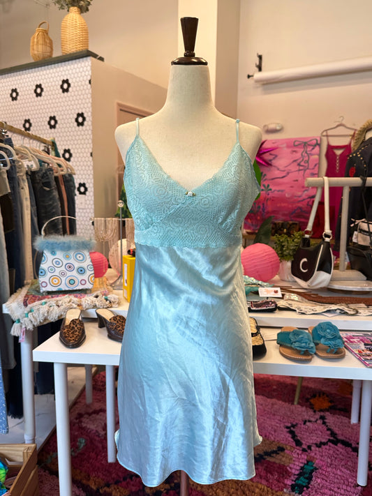 2000s Blue Slip Dress (M)
