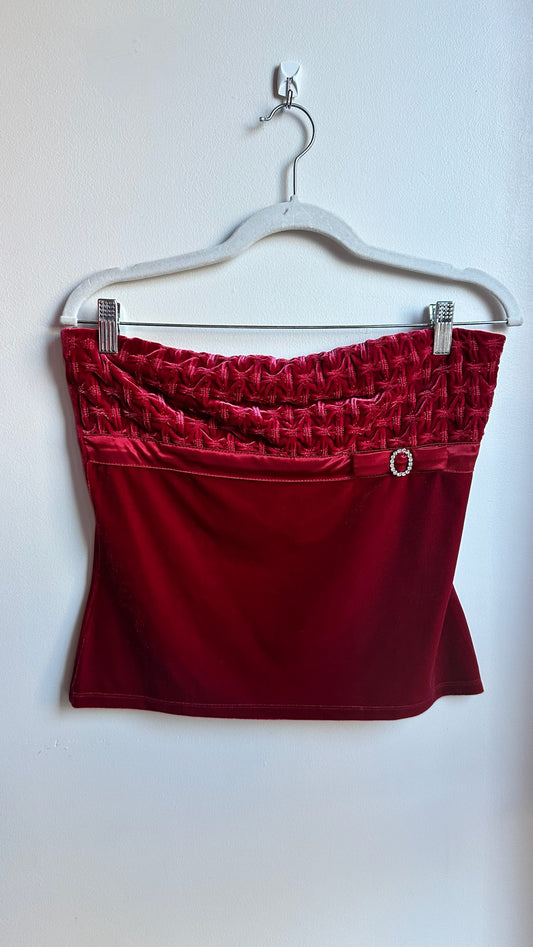 Y2K Moda Velvet Strapless Top (M)