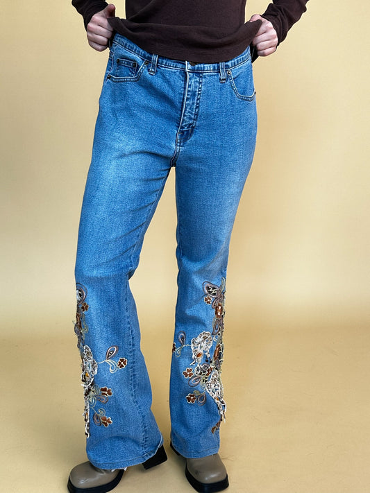 Y2K Embroidered High Waisted Jeans (30/31"W)