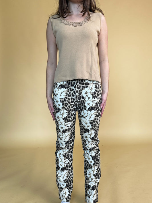 Roccobarocco Animal Print High Waisted Pants (29"W)