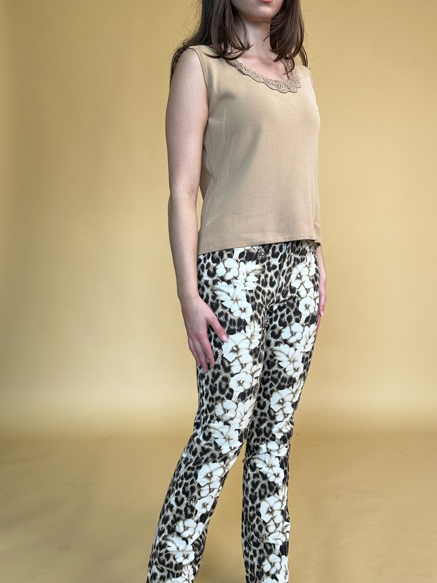 Roccobarocco Animal Print High Waisted Pants (29"W)