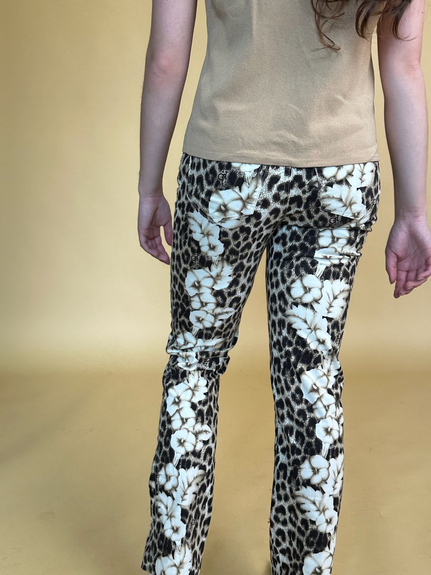 Roccobarocco Animal Print High Waisted Pants (29"W)