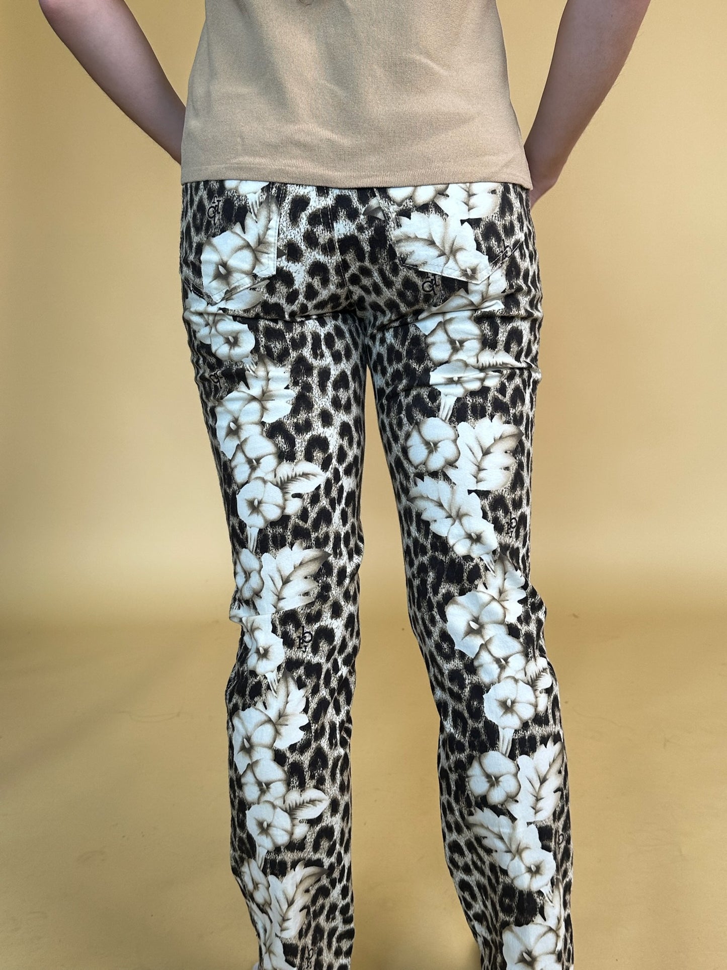 Roccobarocco Animal Print High Waisted Pants (29"W)