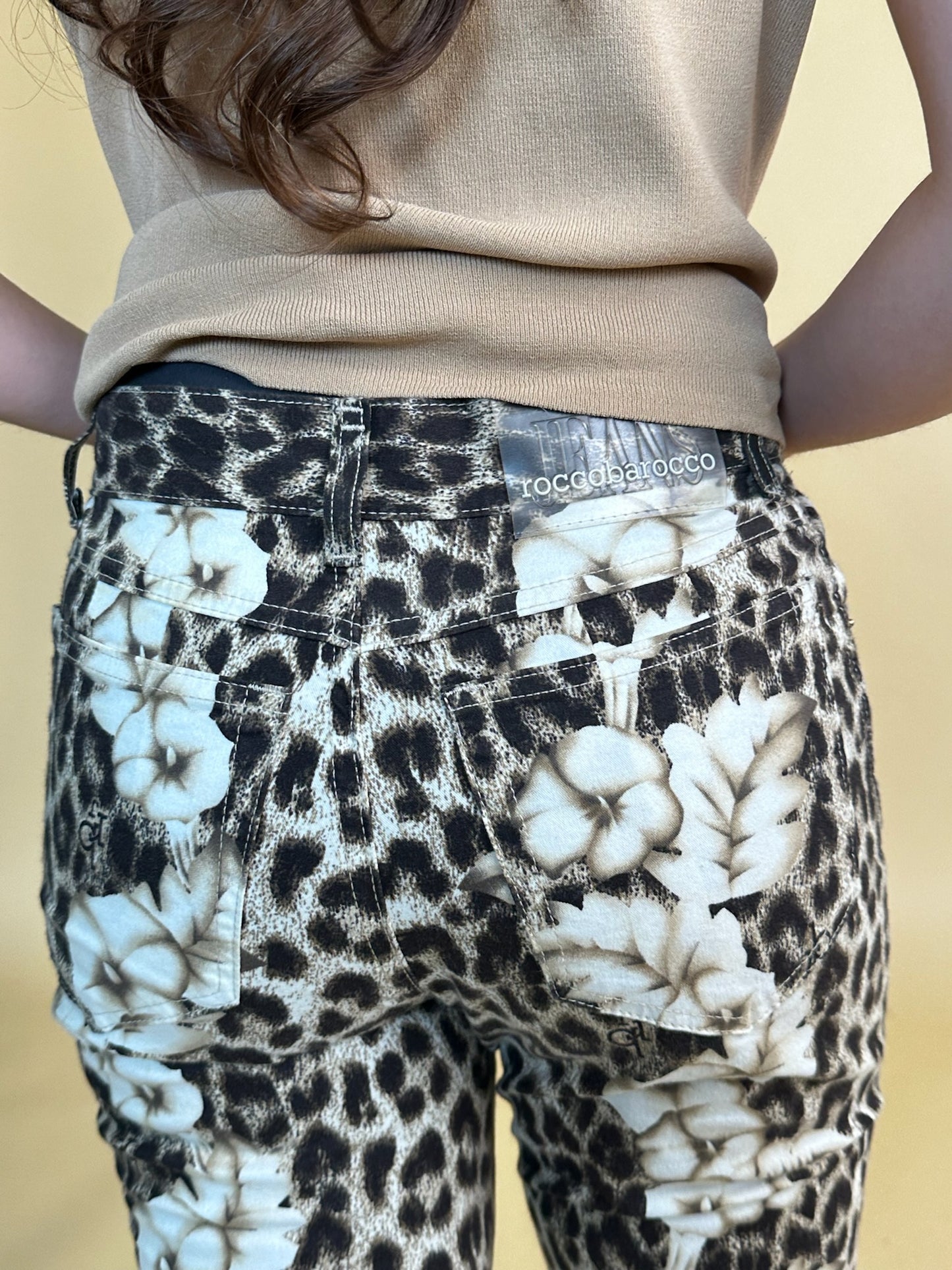 Roccobarocco Animal Print High Waisted Pants (29"W)