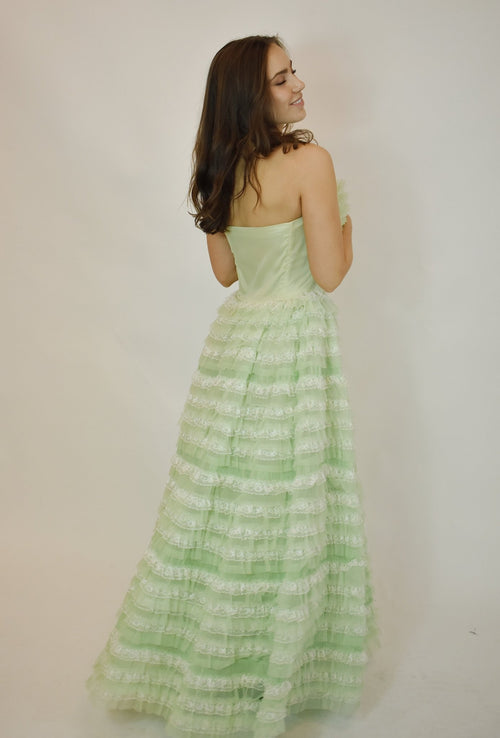1950s Pastel Green Gown (M) - Esita The Label