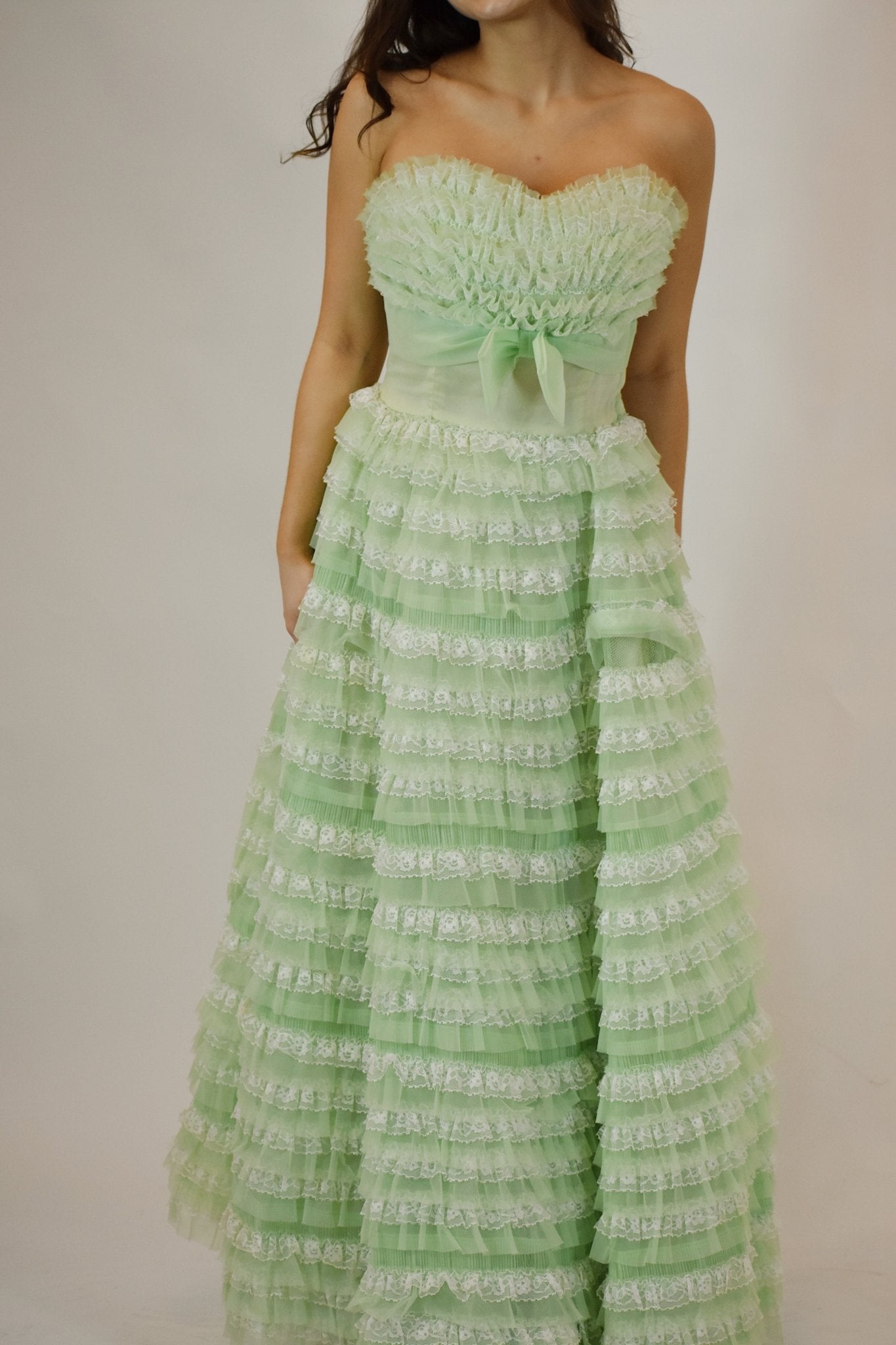 1950s Pastel Green Gown (M) - Esita The Label