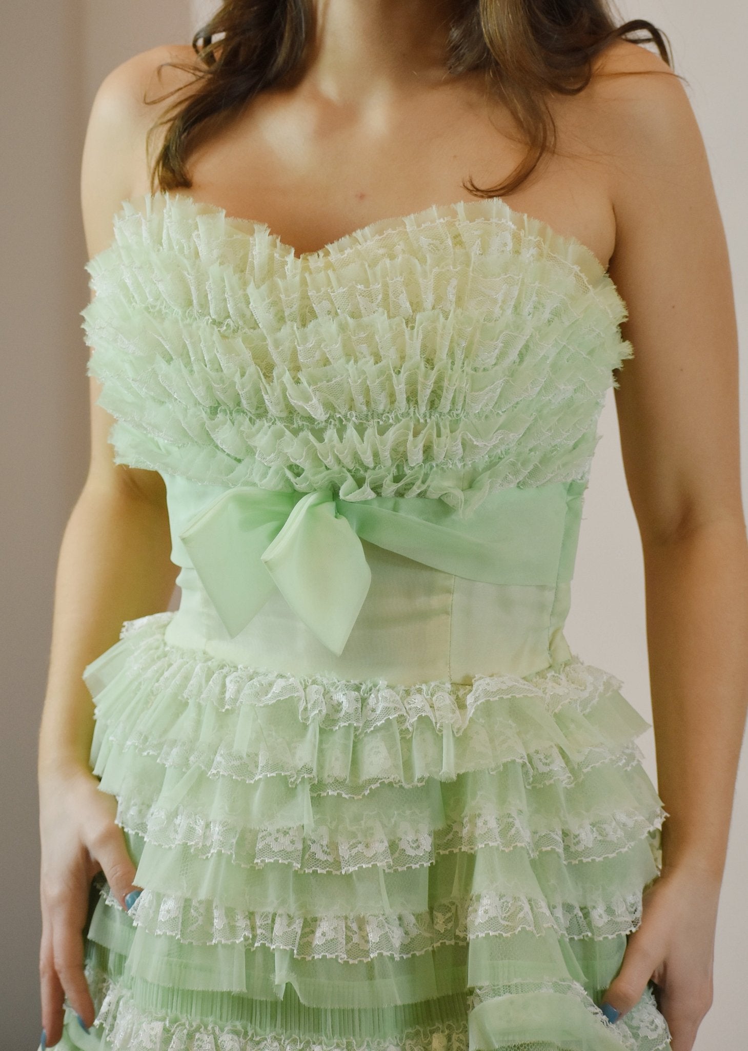 1950s Pastel Green Gown (M) - Esita The Label