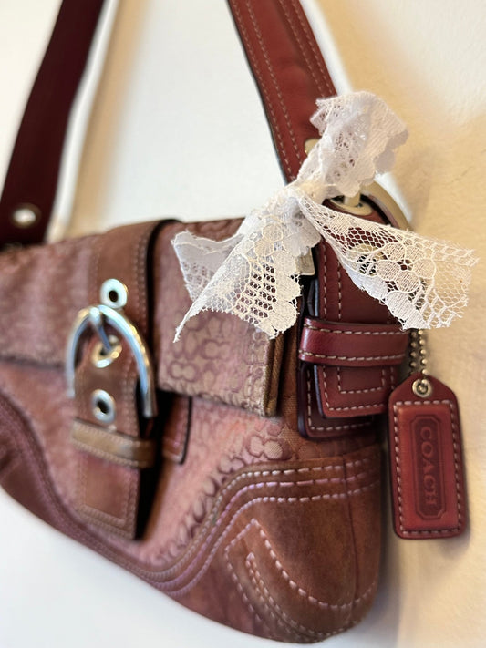 2000s Burgundy Monogram Suede Coach Purse - Esita The Label