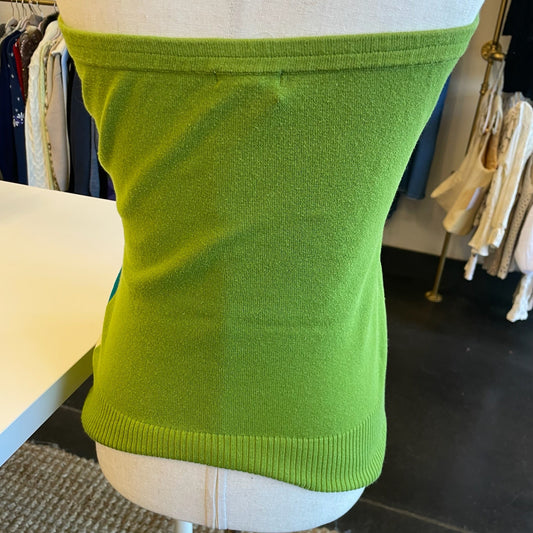 2010s Knit Green Colorblock Tube Top (L) - Esita The Label