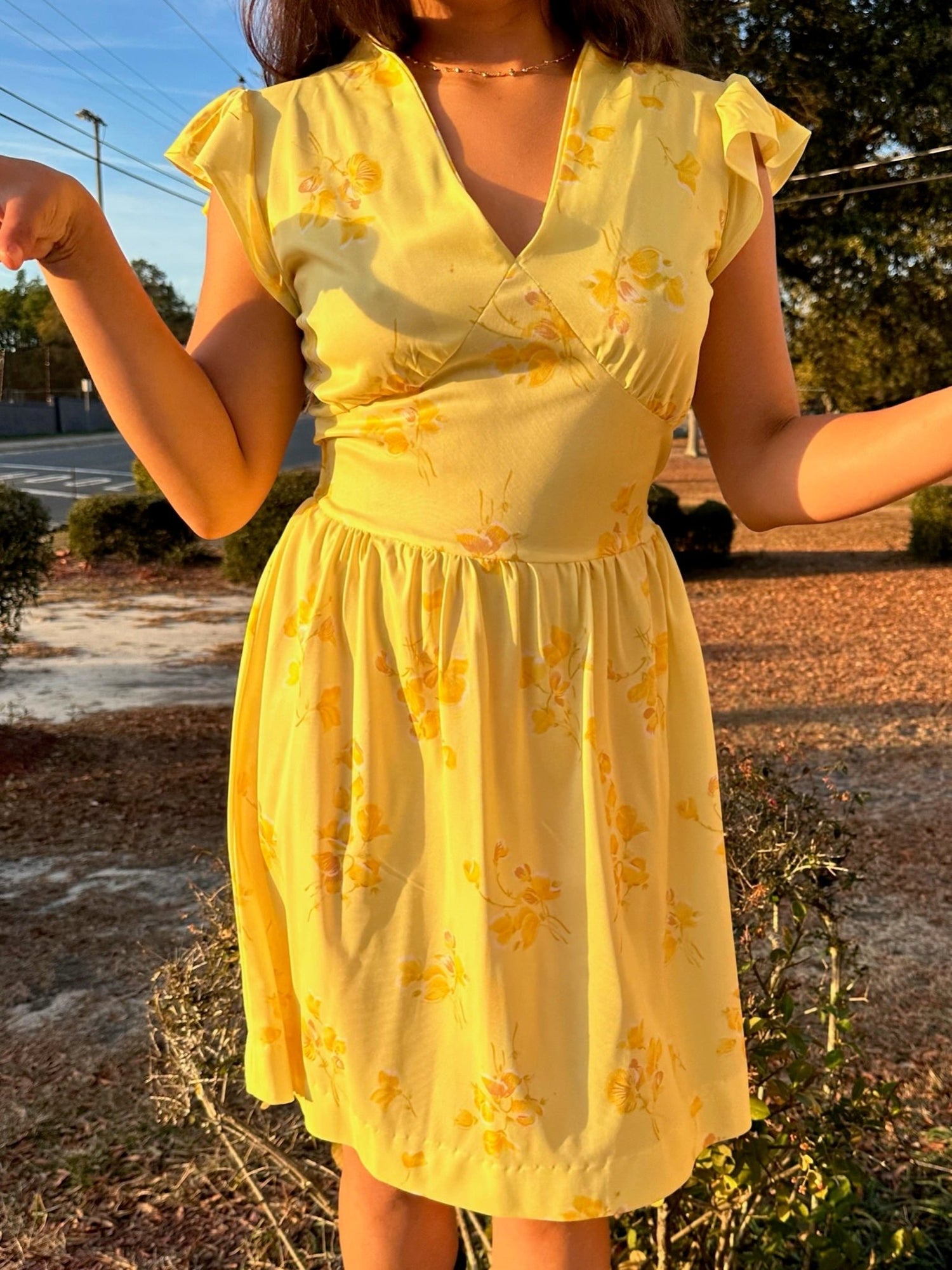 60s Yellow Dainty Mini Dress (S/M) - Esita The Label