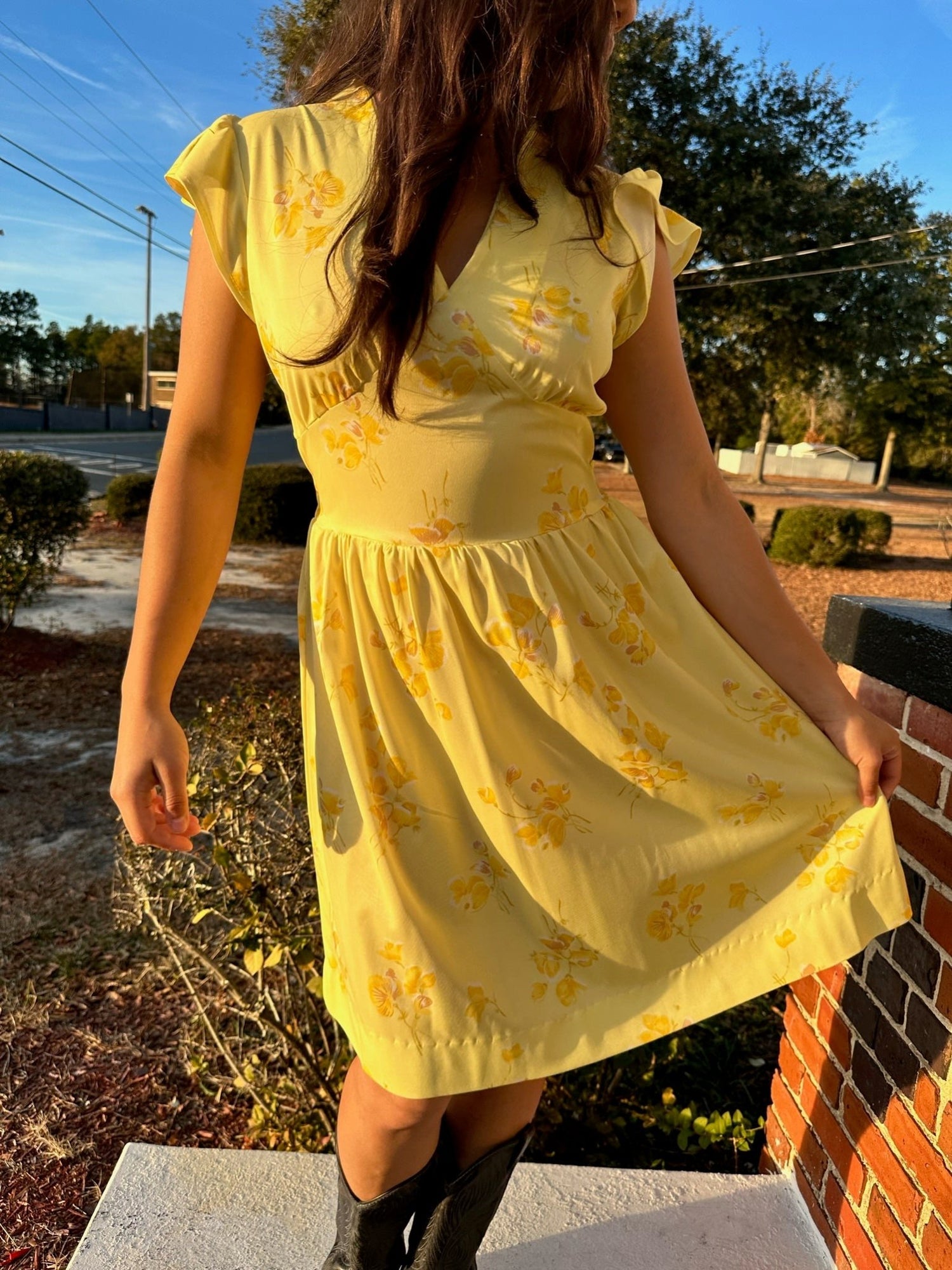 60s Yellow Dainty Mini Dress (S/M) - Esita The Label