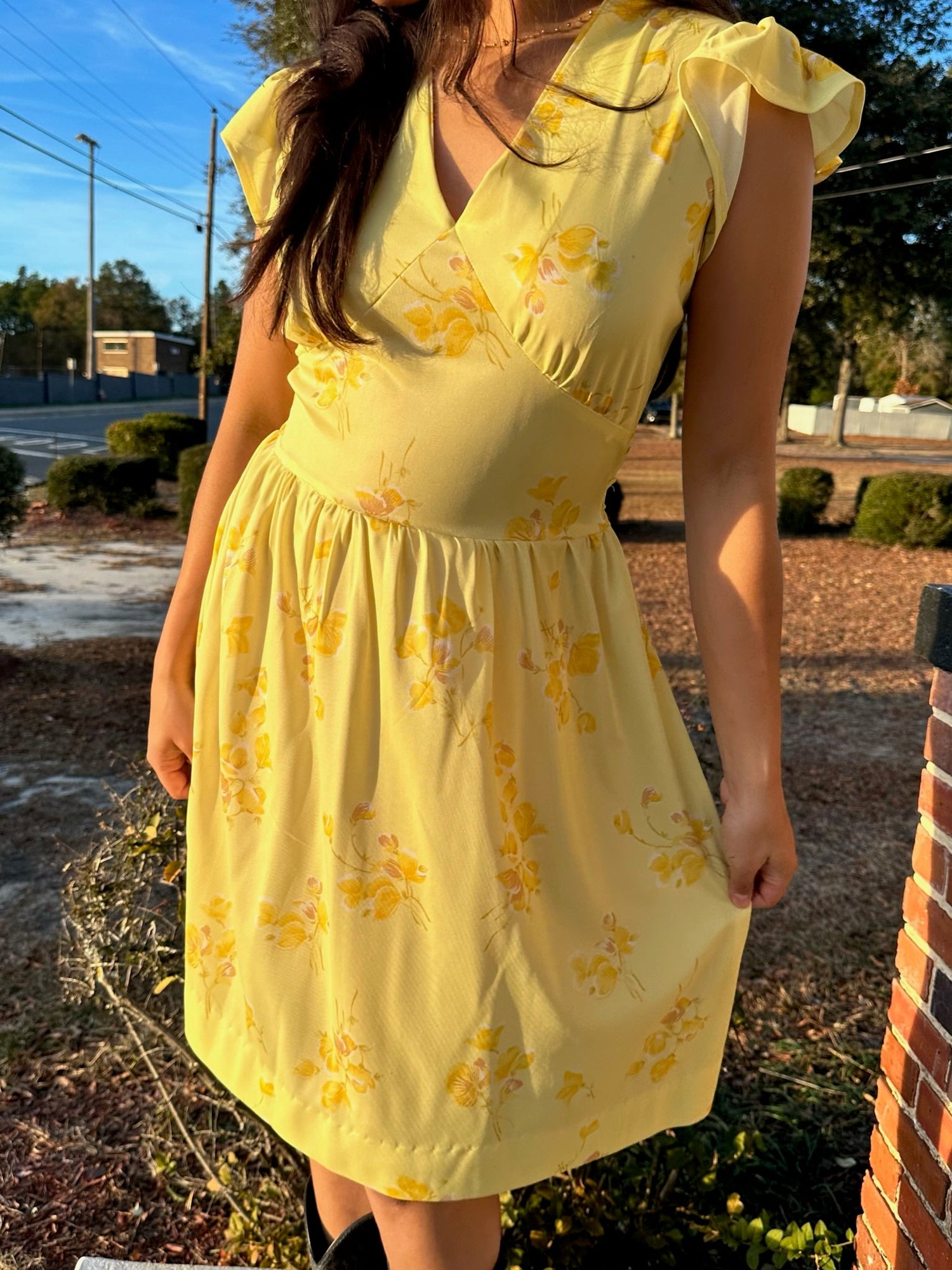 60s Yellow Dainty Mini Dress (S/M) - Esita The Label