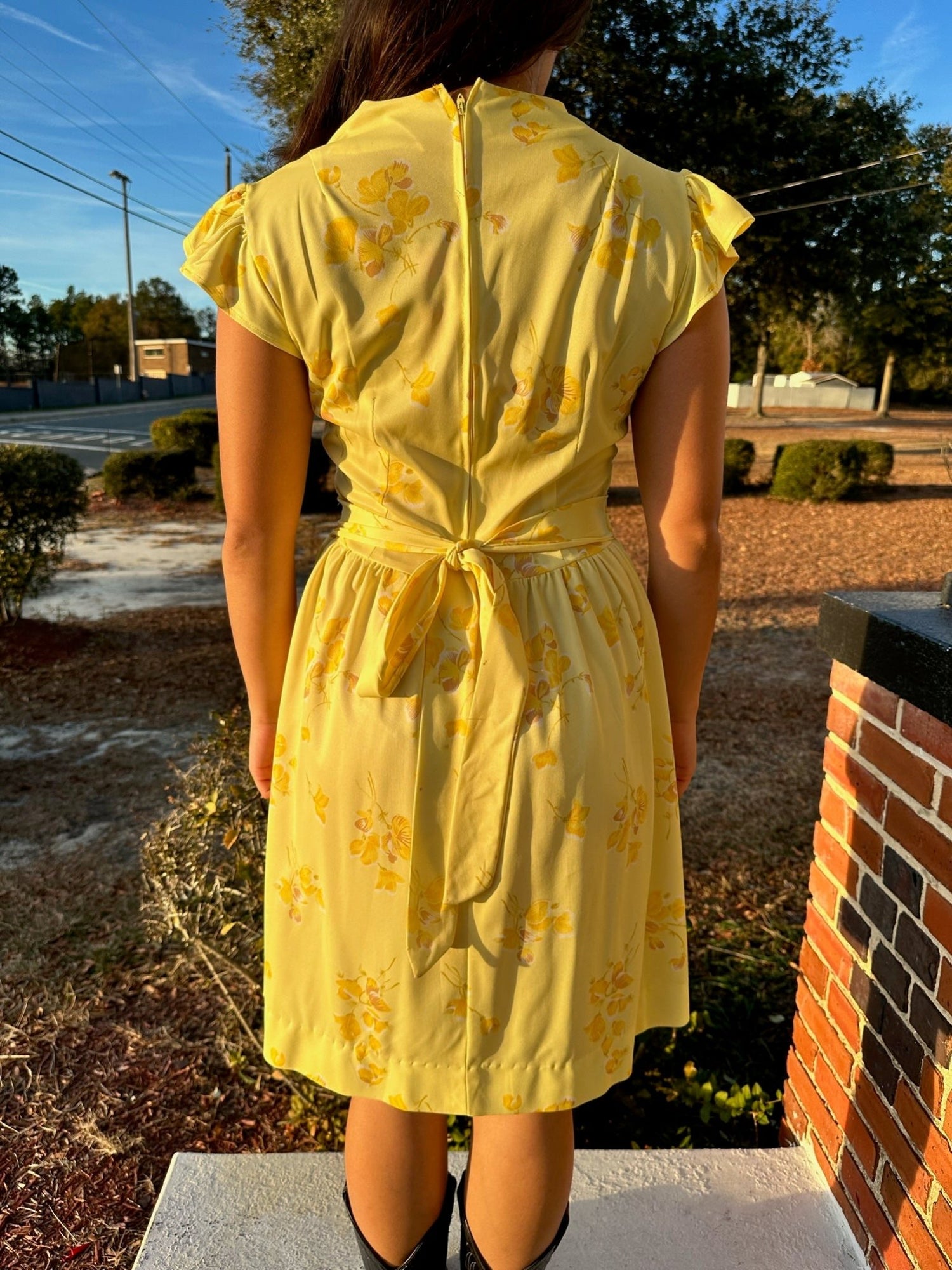 60s Yellow Dainty Mini Dress (S/M) - Esita The Label