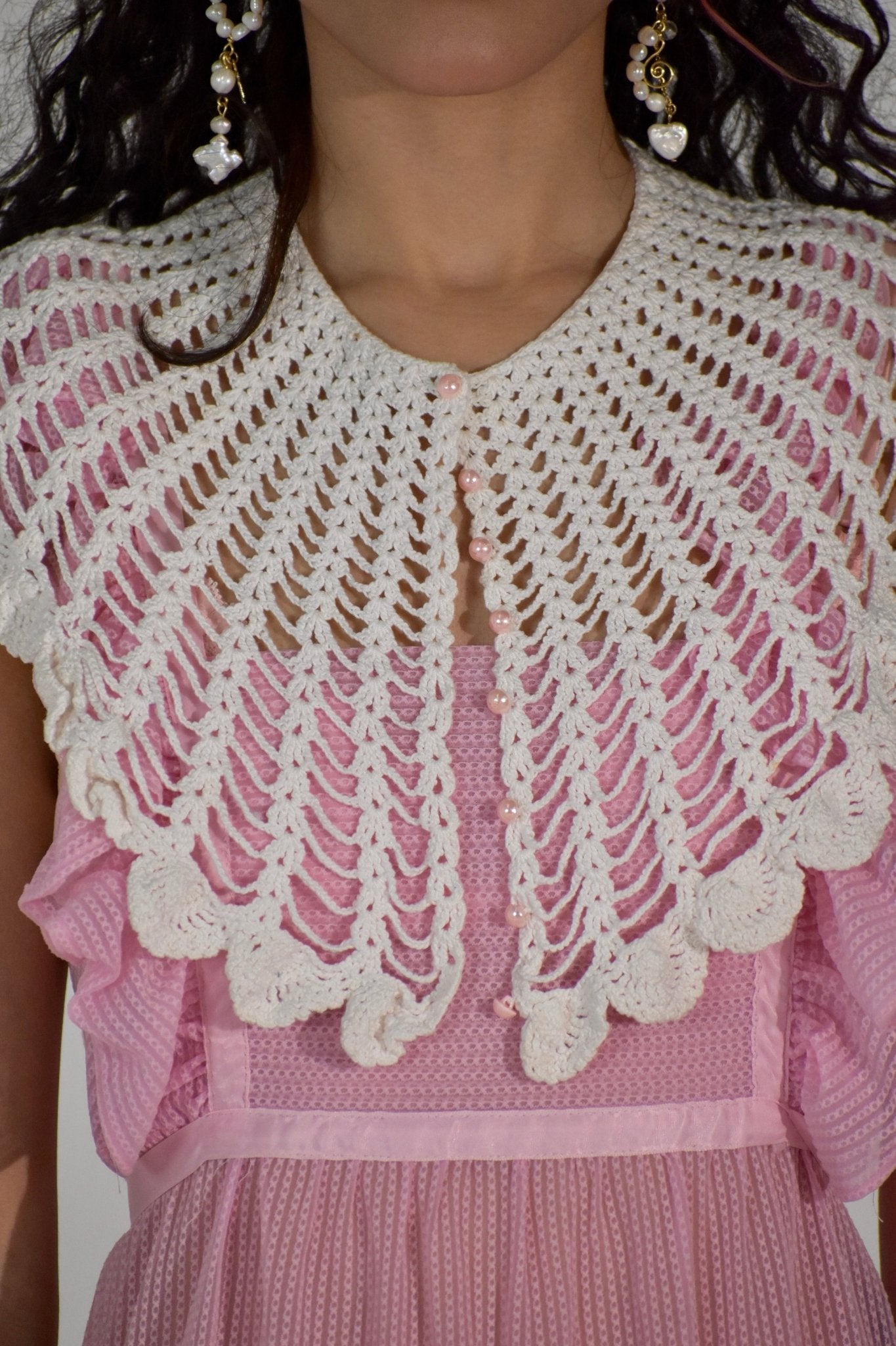 80s Crochet Collar Cape (S) - Esita The Label