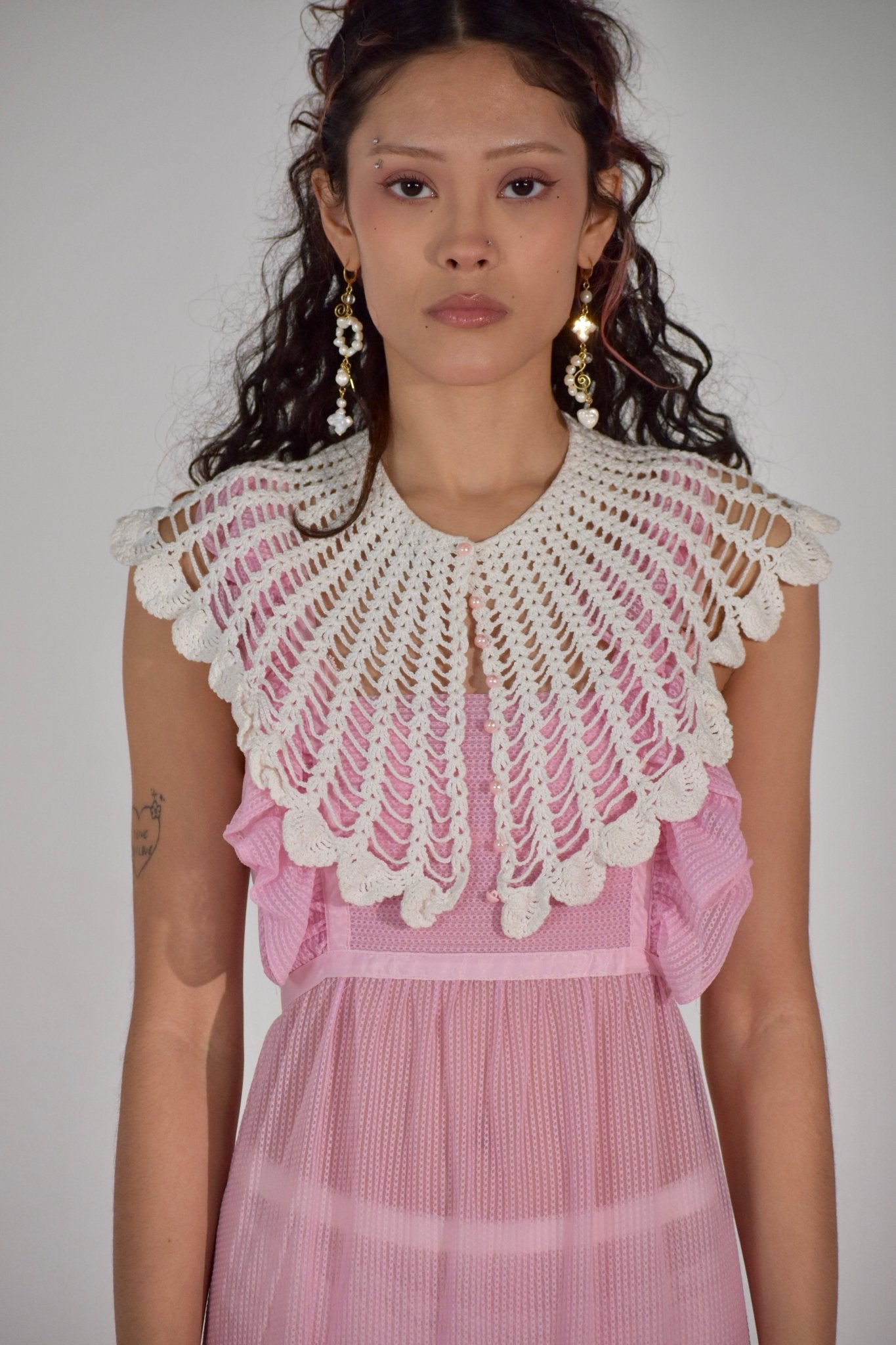 80s Crochet Collar Cape (S) - Esita The Label