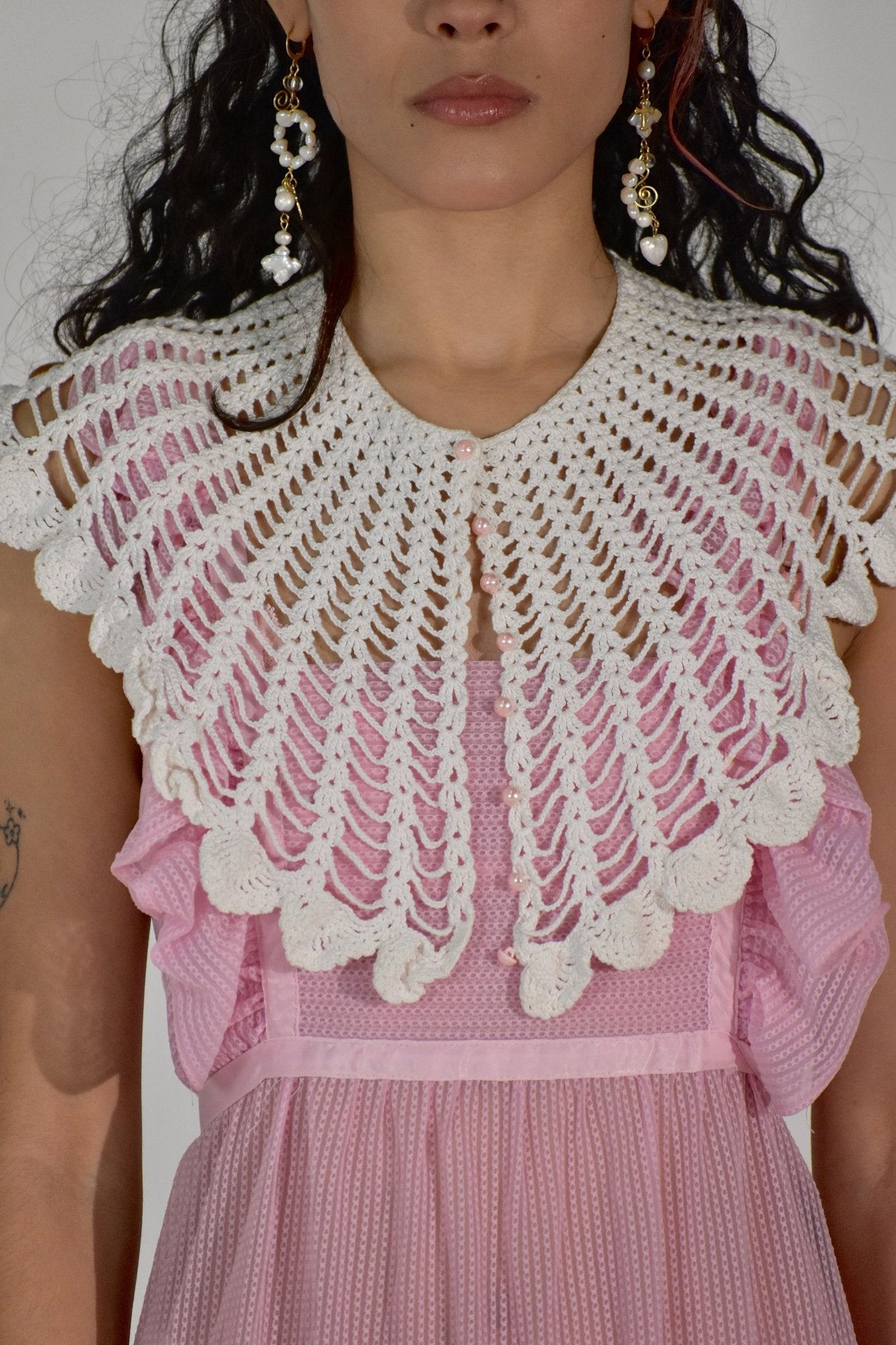 80s Crochet Collar Cape (S) - Esita The Label