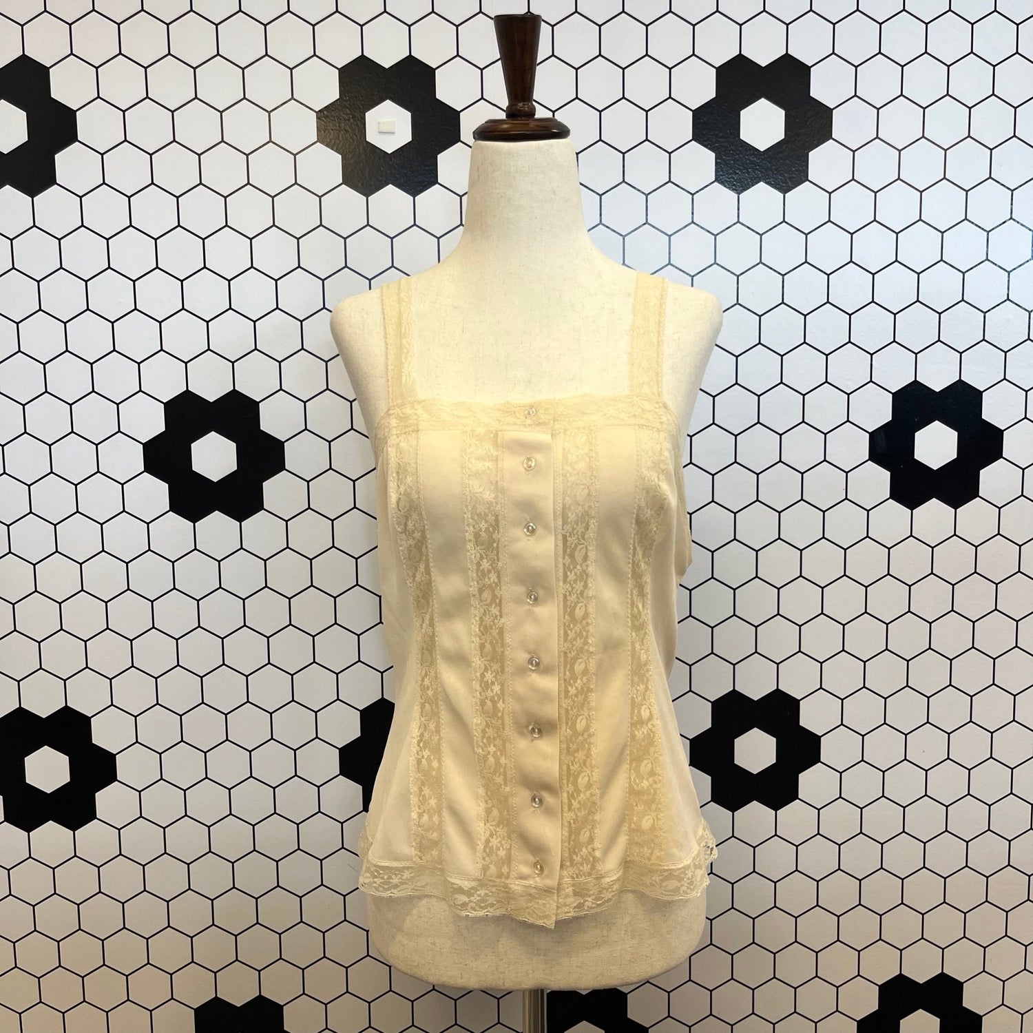 80's White Sheer Lace Cami (M) - Esita The Label