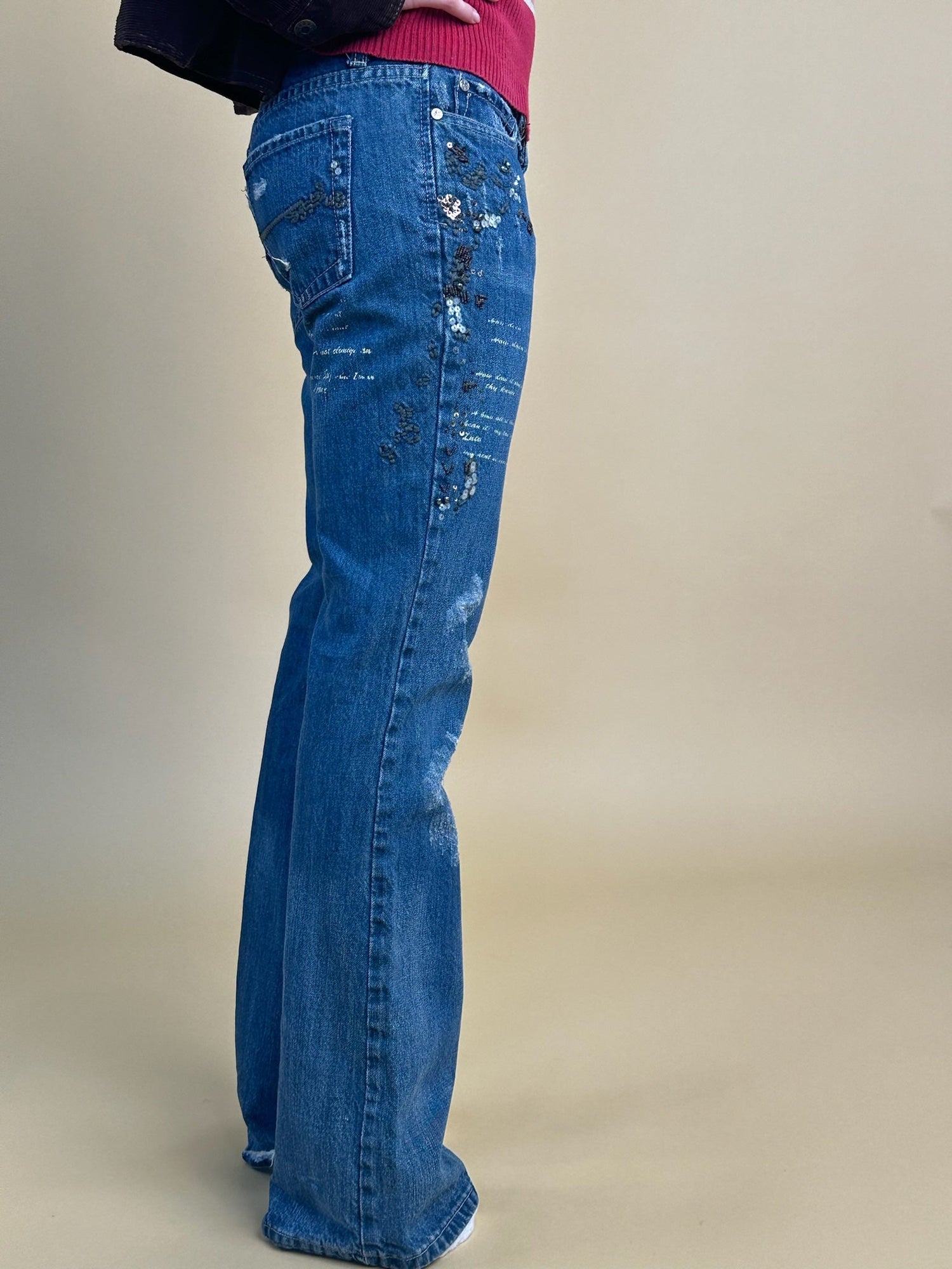 Distressed Denim Embroidered Jeans (27/28/29) - Esita The Label